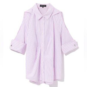 NWT Tox Tout A Coup Striped Cut Out Button Down Shirt size XS